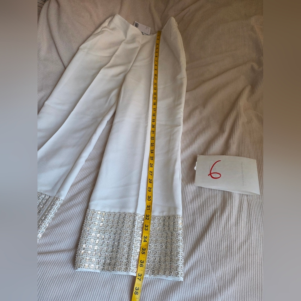 H&M Bead-embellished Pants white (PANTS ONLY). NWT. Top separately sold - Picture 7 of 16